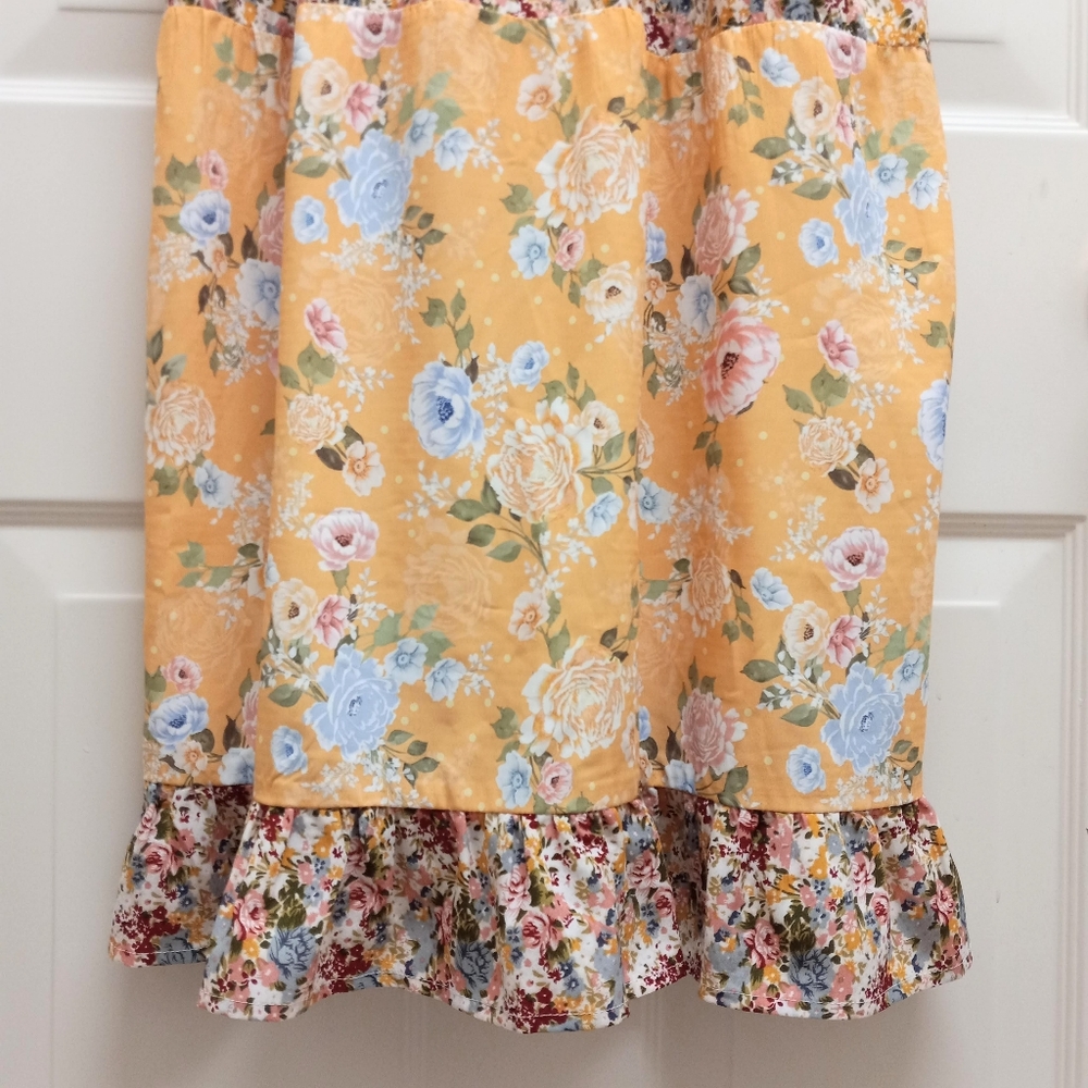 ​Adelyn Rae Patchwork Midi Dress Tiered Cottagecore Floral Smocked Boho Small - Picture 6 of 15
